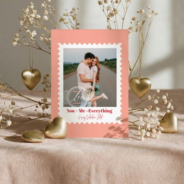 Lindo Sello Postal Foto Corazones Día de San Valen (Cute Postage Stamp Photo Hearts Valentine's Day Holiday Card)
