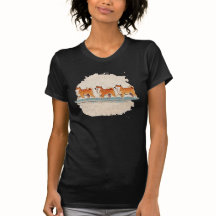 lindo shiba inu caminando en línea camiseta