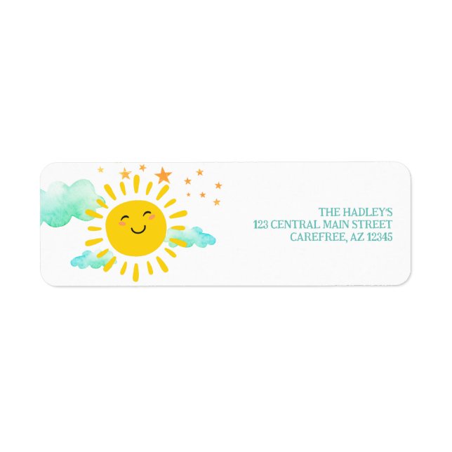 Lindo Sol Sonriente Etiqueta de Dirección de Devol (Frente)