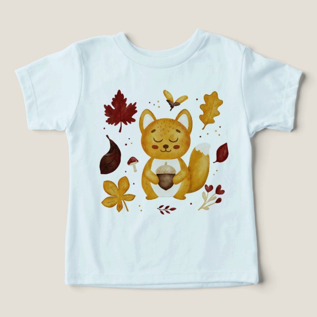 Lindo Squirrel del Bosque con Acuarela de Bellota  (Diseño delantero )