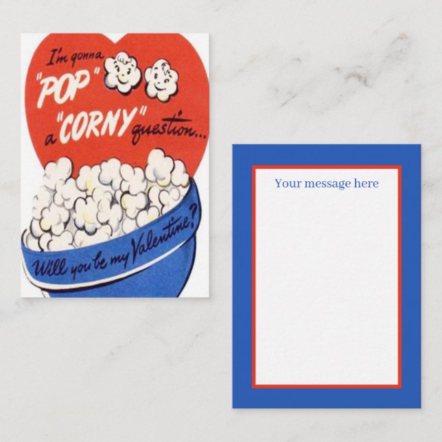 lindo tarjeta del día de San Valentín de palomitas (Anverso / Reverso)