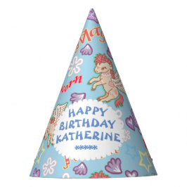 Lindo Unicornio Pastel Azul. Sombrero de Fiesta