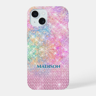 lindo unicornio rosa falso brillo rinestone monogr