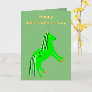Lindo Unicornio Verde y Dorado Irlandés Personaliz