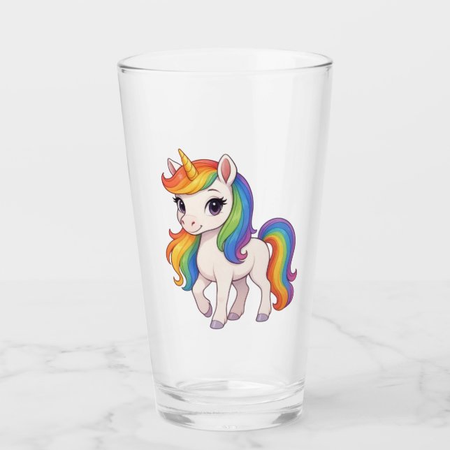 Lindo y colorido unicornio de arcoíris (Anverso)