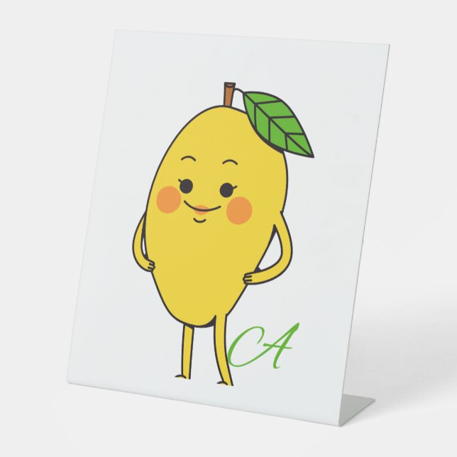 Lindo y divertido personaje de mango en señal de m (Anverso)