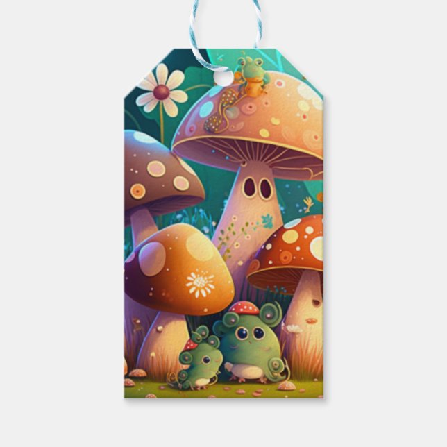 Lindo y encantador bebé muchrooms etiqueta de rega (Anverso)