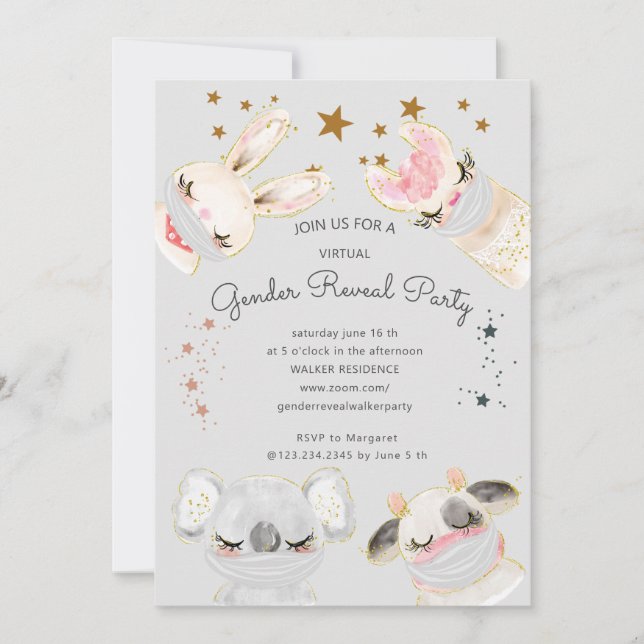 lindos animales mascarilla máscara género virtual  (Anverso)