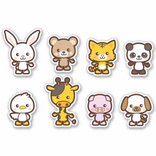 lindos animales Pegatina de vinilo (Anverso)