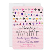 LINDOS COMO UN BOTÓN Invitaciones rosadas para bab