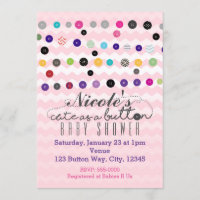 LINDOS COMO UN BOTÓN Invitaciones rosadas para bab