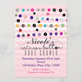 LINDOS COMO UN BOTÓN Invitaciones rosadas para bab