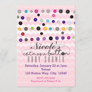 LINDOS COMO UN BOTÓN Invitaciones rosadas para bab