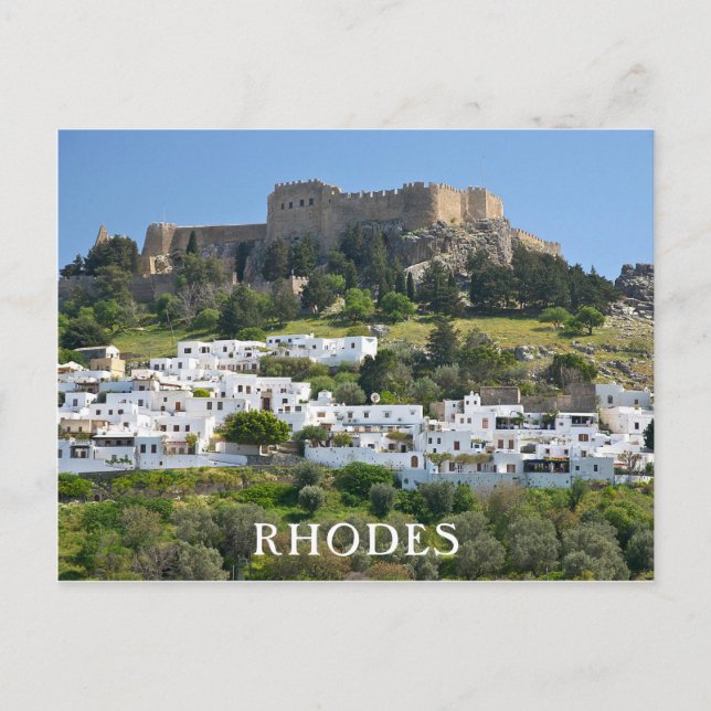 Lindos, Isla de Rodas, postal de Grecia (Anverso)