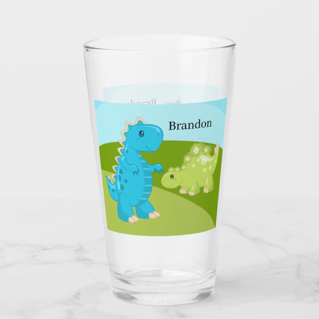 lindos niños dinosaurio agregar nombre Glass (Anverso)