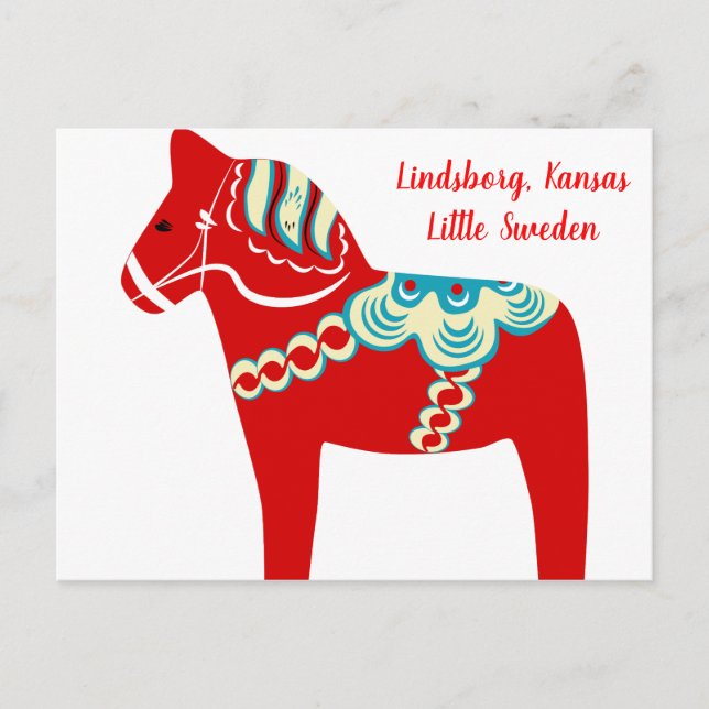 Lindsborg, tarjeta postal del caballo Red Dala de  (Anverso)