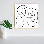 Línea abstracta contemporánea Arte negro y blanco<br><div class="desc">Este elegante dibujo presenta obras de arte minimalista moderno y continuo en blanco y negro.</div>