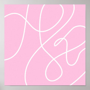 Línea abstracta contemporánea arte rosa y blanco
