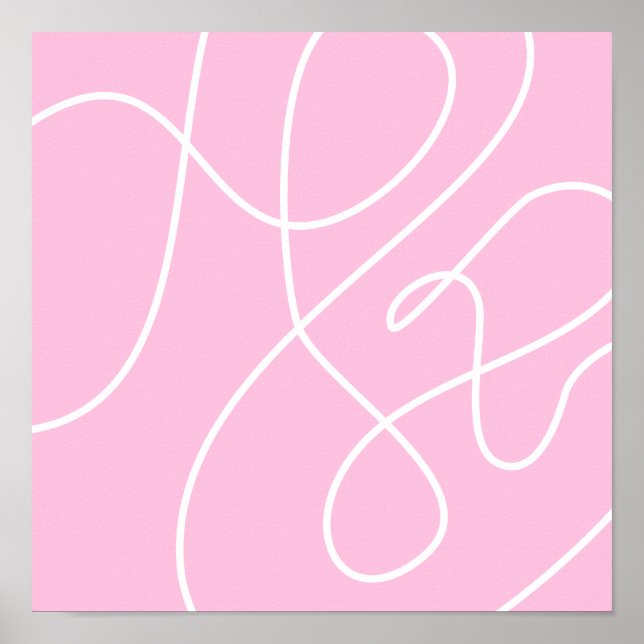 Línea abstracta contemporánea arte rosa y blanco (Frente)