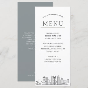 Línea aérea de Atlanta   Menú de cena de evento de