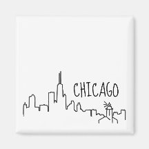 Línea aérea de Chicago con faro pequeño imán - 2x2