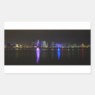Línea aérea de Doha, Qatar en pegatina de rectángu