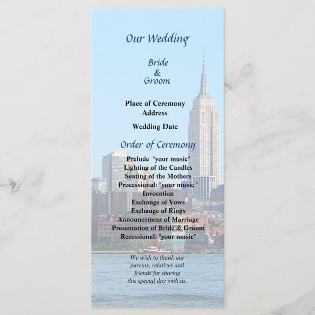 Línea aérea de Manhattan del programa de bodas de  (Anverso)