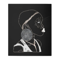 Línea africana de arte Chica Arte Metalizado blanc