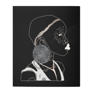 Línea africana de arte Chica Arte Metalizado blanc