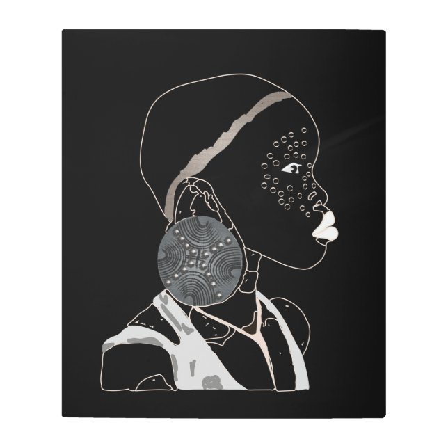 Línea africana de arte Chica Arte Metalizado blanc (Anverso)