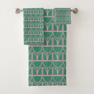 Línea arte geométrica abstracta en rosa y verde