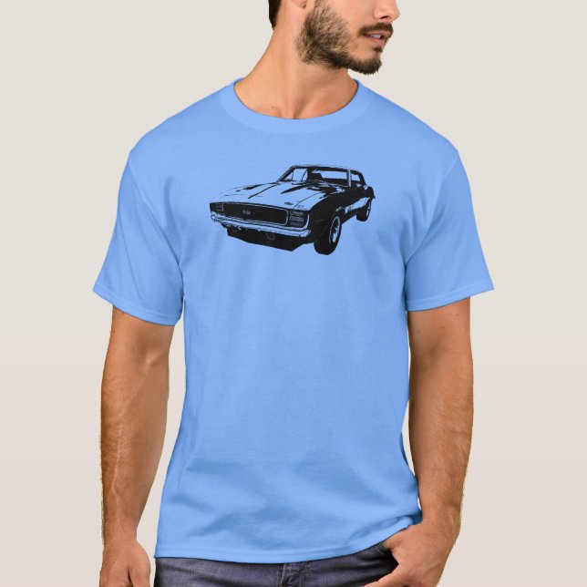 Línea arte negra '69 Camaro SS en la camiseta (Anverso)