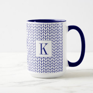 LÍNEA AZUL DE TEJIDO Taza alta de combo Navy + Ini