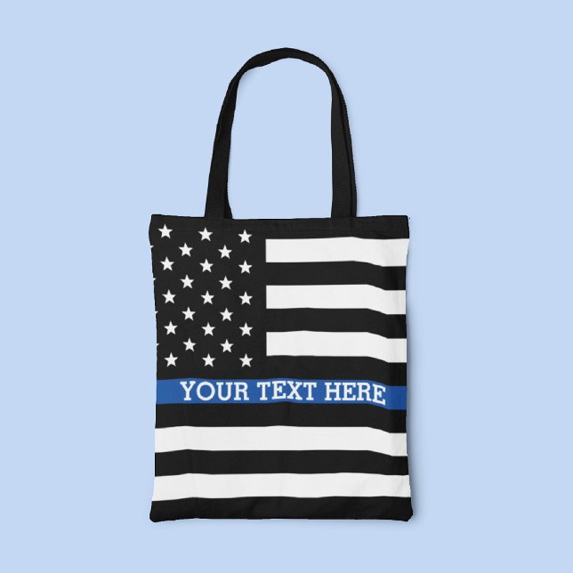 Línea Azul delgada - Bolsa Tote con bandera estado (Subido por el creador)