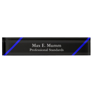 Línea Azul delgada - Placa de nombre de diseño ele