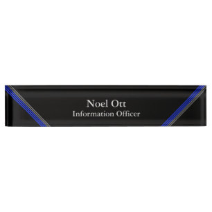 Línea Azul delgada - Placa de nombre de diseño ele