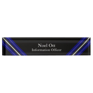Línea Azul delgada - Placa de nombre de diseño ele