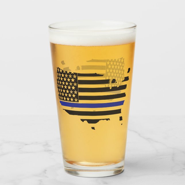 Línea Azul Fina Apoyo Policial, Bandera de EE. UU. (Anverso (lleno))