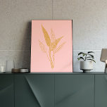 Línea Botánica Minimalista moderna Dibujo de arte<br><div class="desc">Sencillo y elegante diseño moderno de líneas botánicas en tonos rosa y dorado.</div>