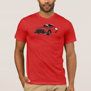 Línea camiseta de B&W del arte '55 Chevy