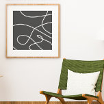 Línea de arte abstracta contemporánea Moda de arte<br><div class="desc">Moda de arte de la línea abstracta contemporánea Poster blanco negro</div>