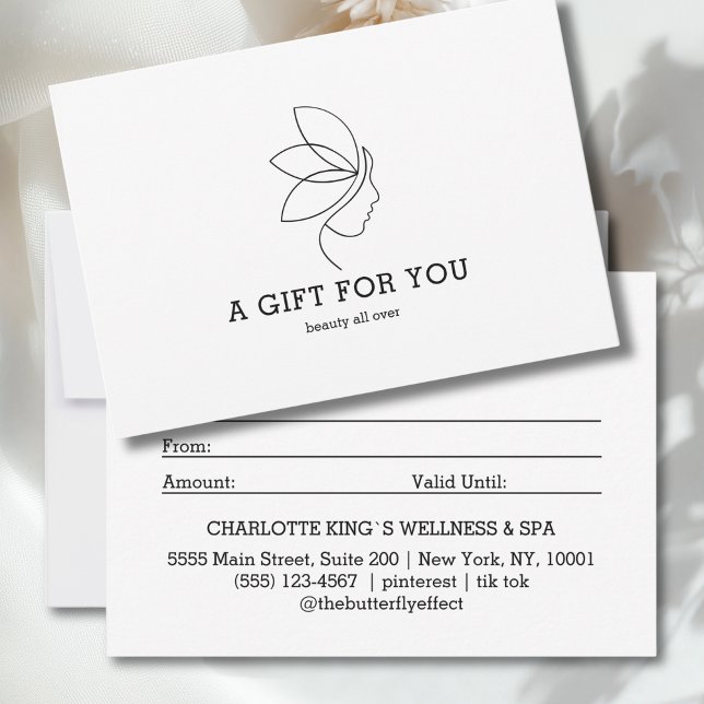 Línea de Arte de Belleza de Mujer Certificado de R (Woman Beauty Line Art White Gift Certificate)