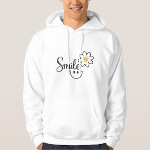 Línea de arte de girasol sonriente   Sudadera con 