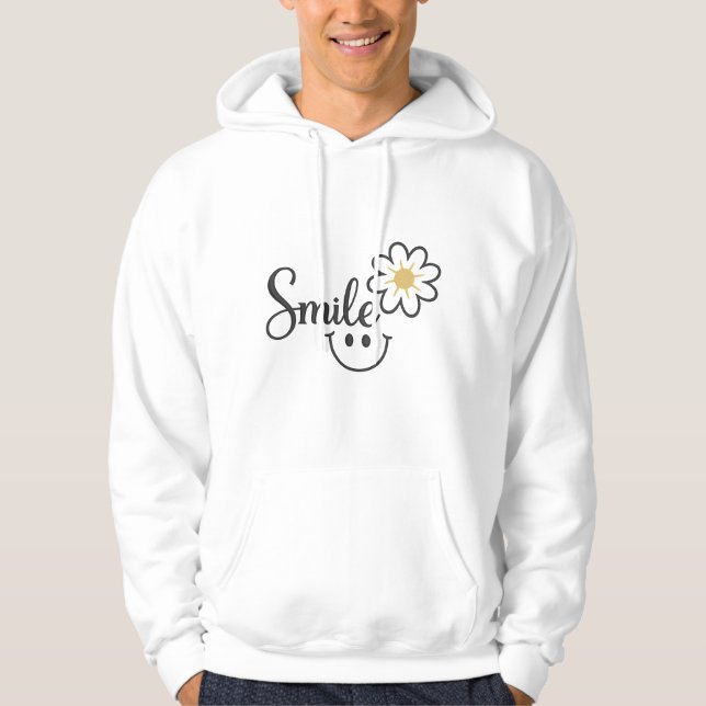 Línea de arte de girasol sonriente | Sudadera con  (Anverso)
