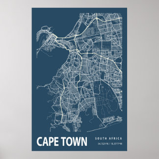 Línea de arte del mapa de Ciudad de Cabo de Sudáfr