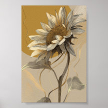 Línea de Arte Minimalista Neutral de Girasol