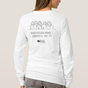 Línea de camisetas dibujando a mujeres construyen