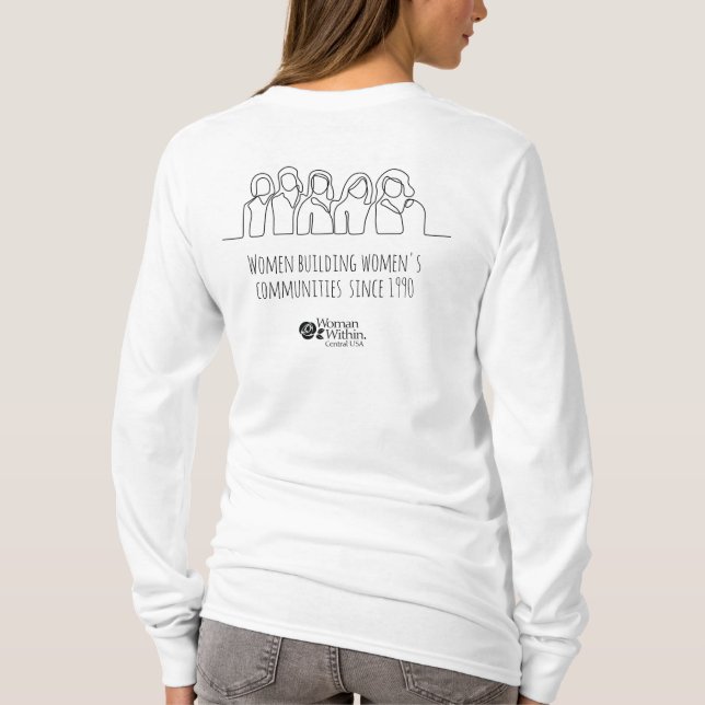 Línea de camisetas dibujando a mujeres construyend (Reverso)