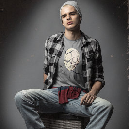 Línea de cráneo de arte en camiseta para hombres -