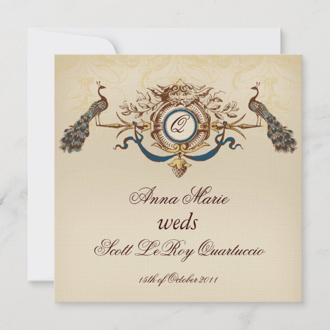 Línea de invitación de matrimonio de la plaza Peac (Anverso)